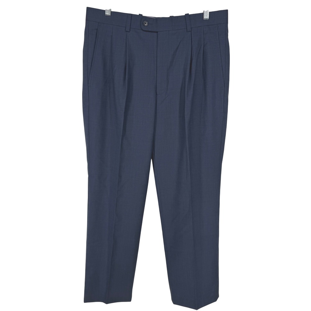 Aristo Eighteen Aberdeen Navy 100% Wool Pleated Dress Pants Mens 33 Quiet Luxury
